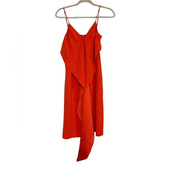 Trina Turk Women's Starry Dress Draped Crepe Tie Front‎ Orange size 0 NWT - Picture 3 of 11